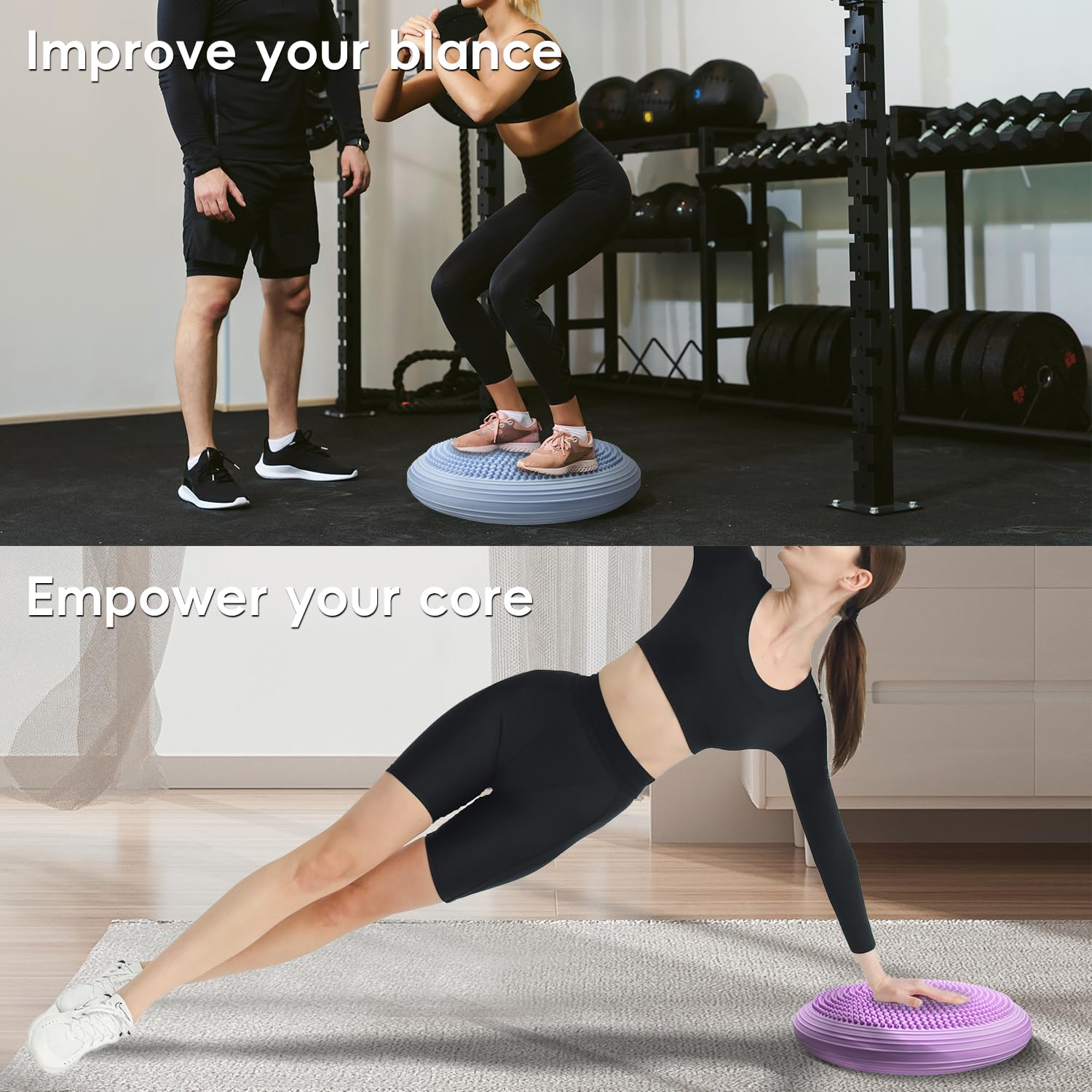 3 cojines hinchados, asiento oscilante y almohadilla de equilibrio para ejercicio, yoga en casa, entrenamiento de estabilidad, fortalece los músculos centrales, mejora la postura, disco de equilibrio