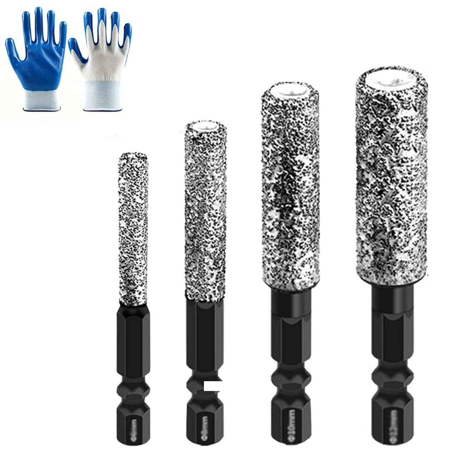 2-in-1 Hexagonal Shank Brazing Dry Drilling Specialized Hole Opener,6/8/10/12mm Diamond Hole Saw Kit,Hexagonal Shank Hole Opener Drill Bit for Tile, Metal (1 Set)