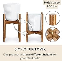 Vista 4 de Fox & Fern Soporte Grande Ajustable para Plantas de Interior — 11 a 15 Pulgadas, Soporte Premium de Bambú Estilo Moderno de Mediados del Siglo