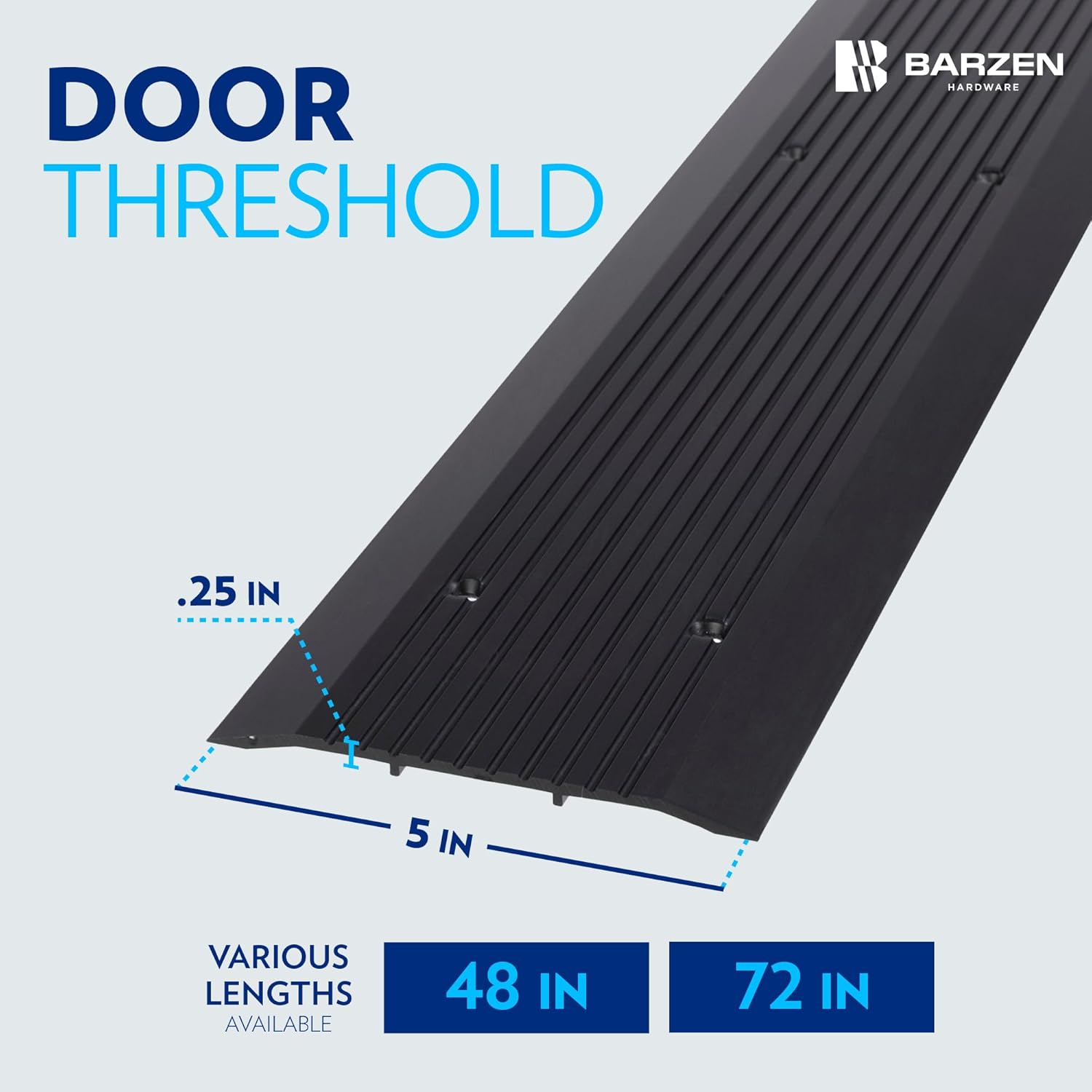 Barzen Aluminum Door Threshold Strip - Exterior Door Threshold for Doorways & Commercial Door Sill - ADA Wheelchair Compliance - Black Anodize - 5" Wide x 48" Long