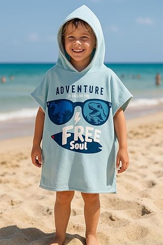 Miniatura 3 de Midnight Warm - Poncho con capucha e impreso para niños, playa, baño, toallas de piscina para niñas y niños, de 3 a 7 años, algodón suave y