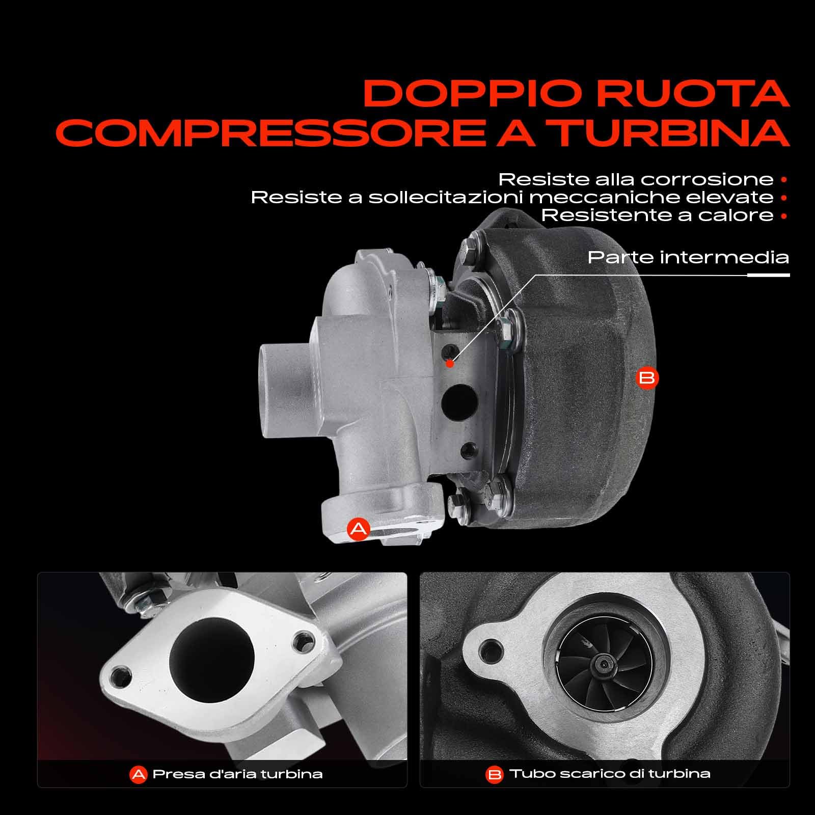 Frankberg Turbocompressore 5435-970-0014 | Compatibile con: Corsa D S07, Idea 350, Doblo Box/MPV 223, Astra H GTC A04, Linea 110 323, Doblo MPV 119 223