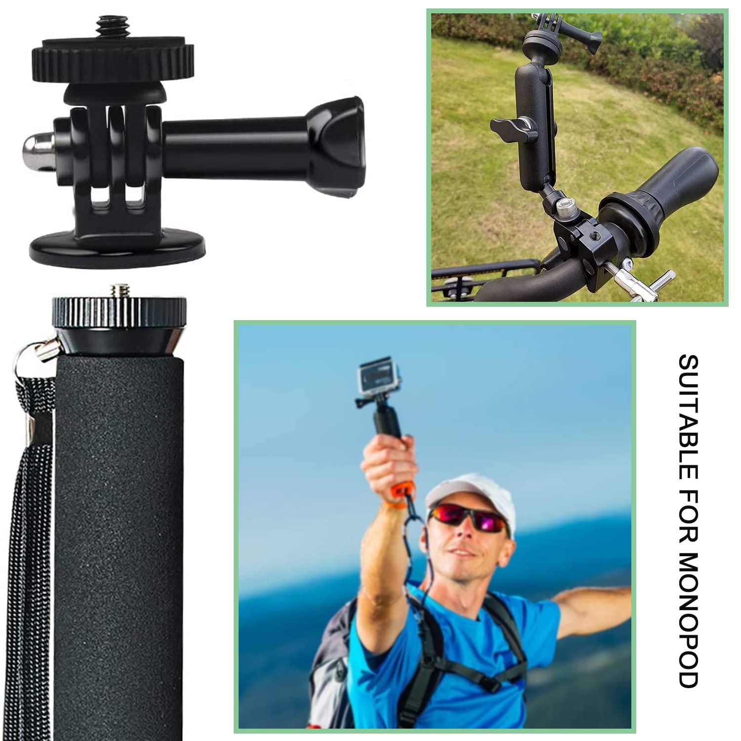 Supporto Gopro Adattatore Action Camera 360° YUEXINYAN - Per GoPro Hero 9/8/ 7/6/5, Montaggio Universale Montaggio Fotocamera Sportiva - Foto 8