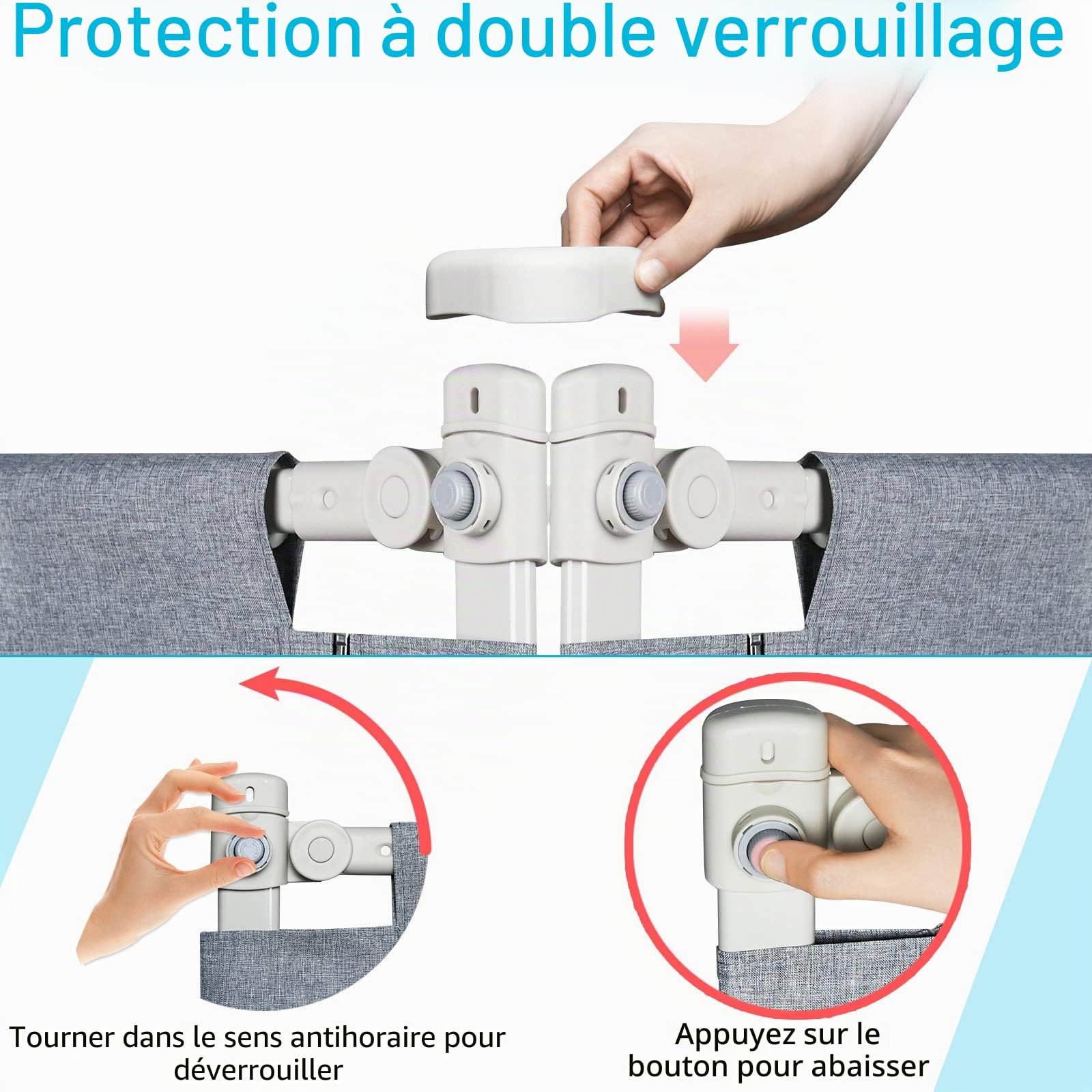 LZQ Barrière de Lit Enfants Bébés, Garde-Corps de sécurité avec Housse antidérapante, Protection Bord de Lit pour Sécurité des Enfants Bébés Portable Bedrail 180 x 70 x 25 cm (180 cm)