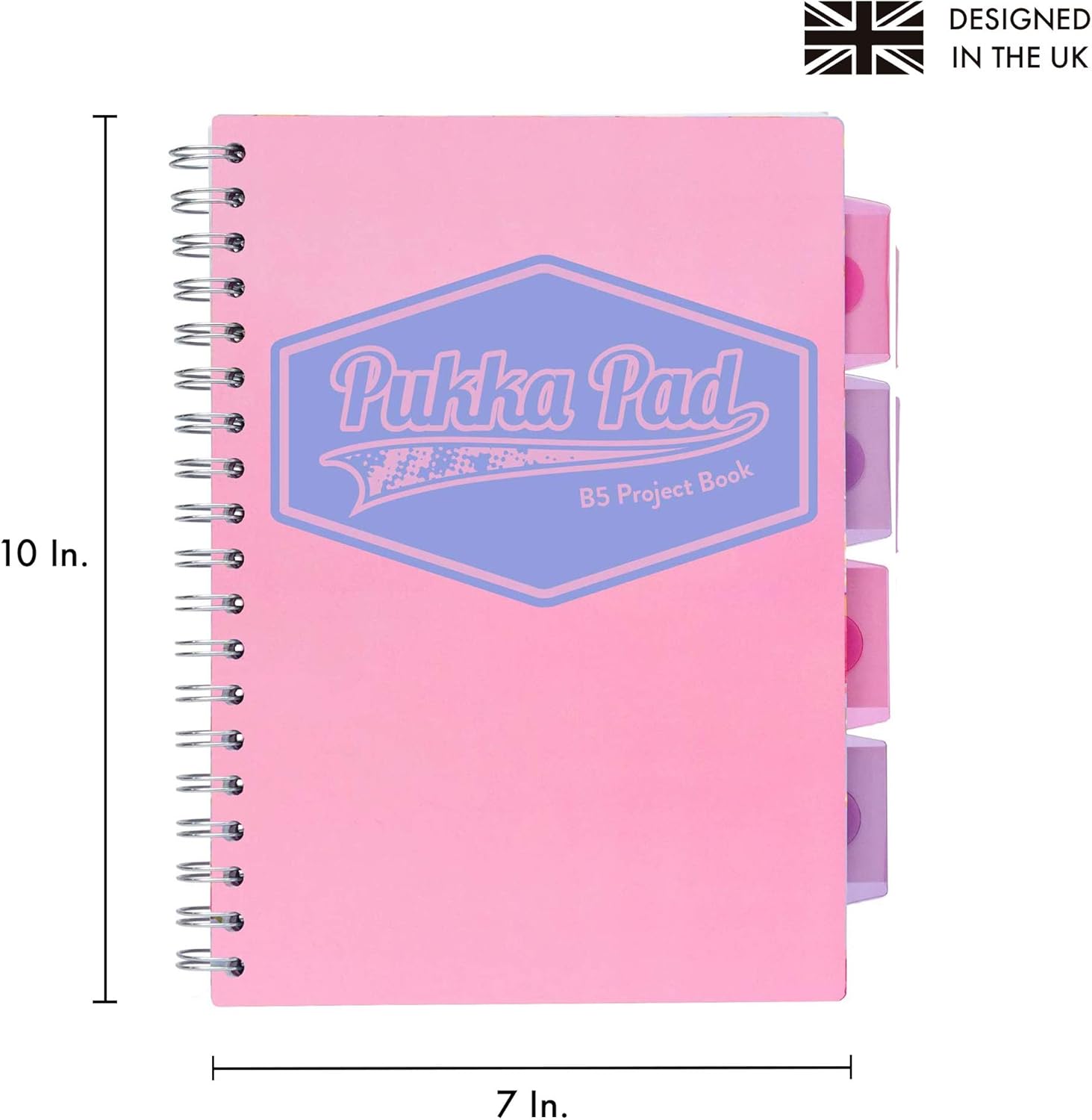Pukka Pad 5 Subject Spiral Notebook 3-Pack - 200 Pages, 100 Sheets of 80GSM Paper with Repositionable Dividers & Perforated Edges for School & Office Planning & Organization - B5-7 X 10, Pastel