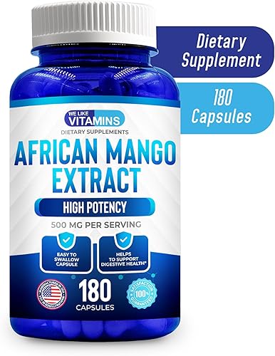 Miniatura 5 de We Like Vitamins Extracto de mango africano 500 mg – 5000 mg equivalente 10: 1-180 cápsulas – suministro de 6 meses de cápsulas de mango africano –