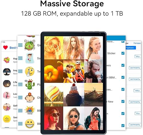 Miniatura 6 de Tablet 10.1 pulgadas Android 13 Octa-core con 8 (4+4) GB+128GB Tabletas, 5MP+8MP Cámara, Bluetooth 5.0 Tablet PC (gris)