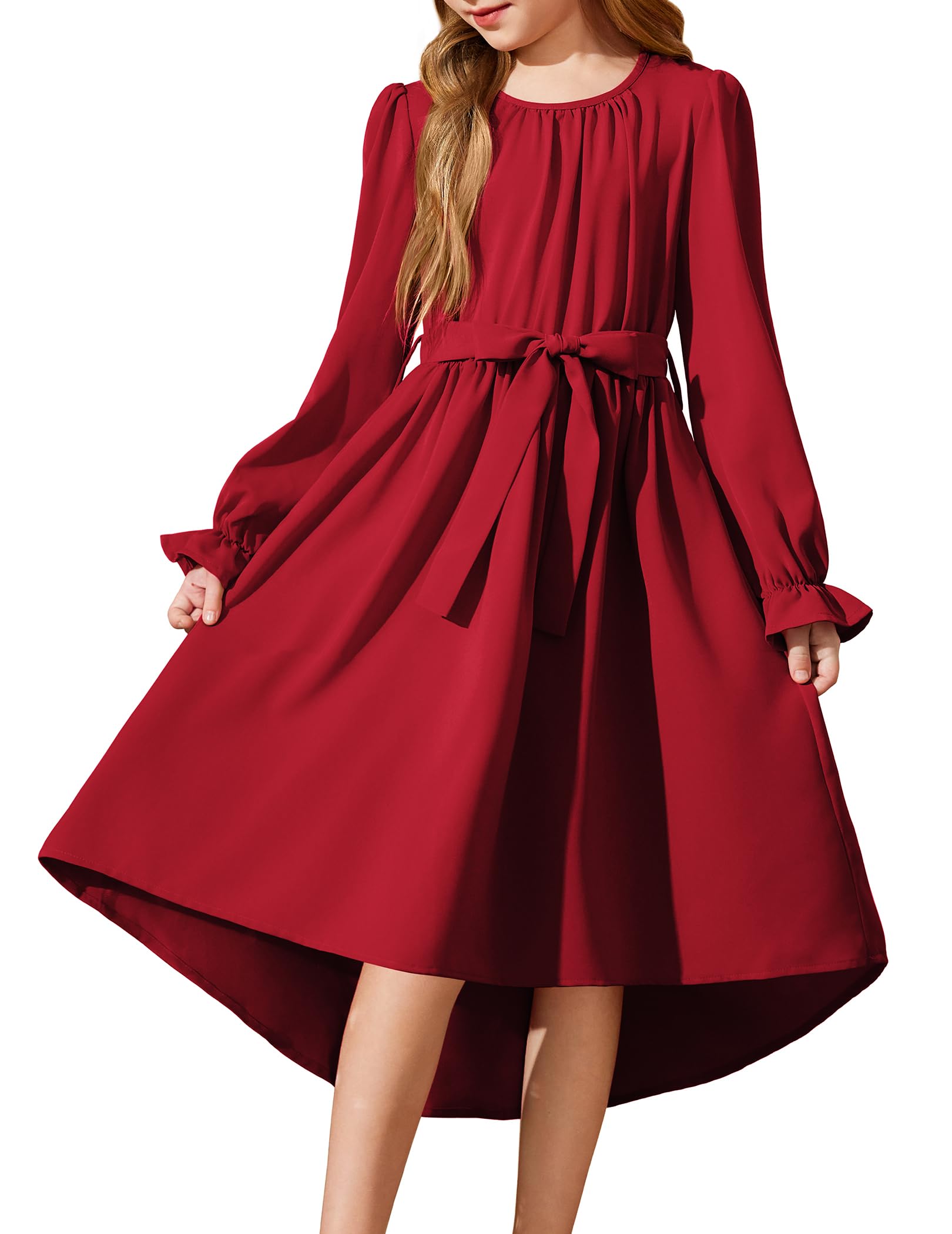 fitted lace wedding dress Long Sleeves Sweetheart Sheath Red Wedding Guest Dress with Split main image 1
