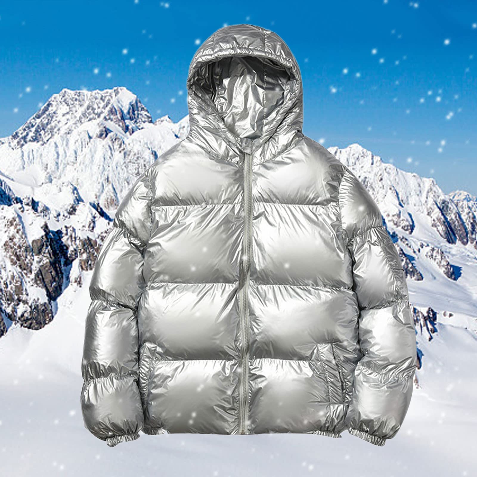 Giubbotto Trapuntato Invernale, Piumino Invernale Uomo Piumino Pesante Invernale Lucido Uomo Antivento Impermeabile con Cappuccio Termico con Cerniera E Tasche Giacca a Vento Giubbino Softshell Uomo