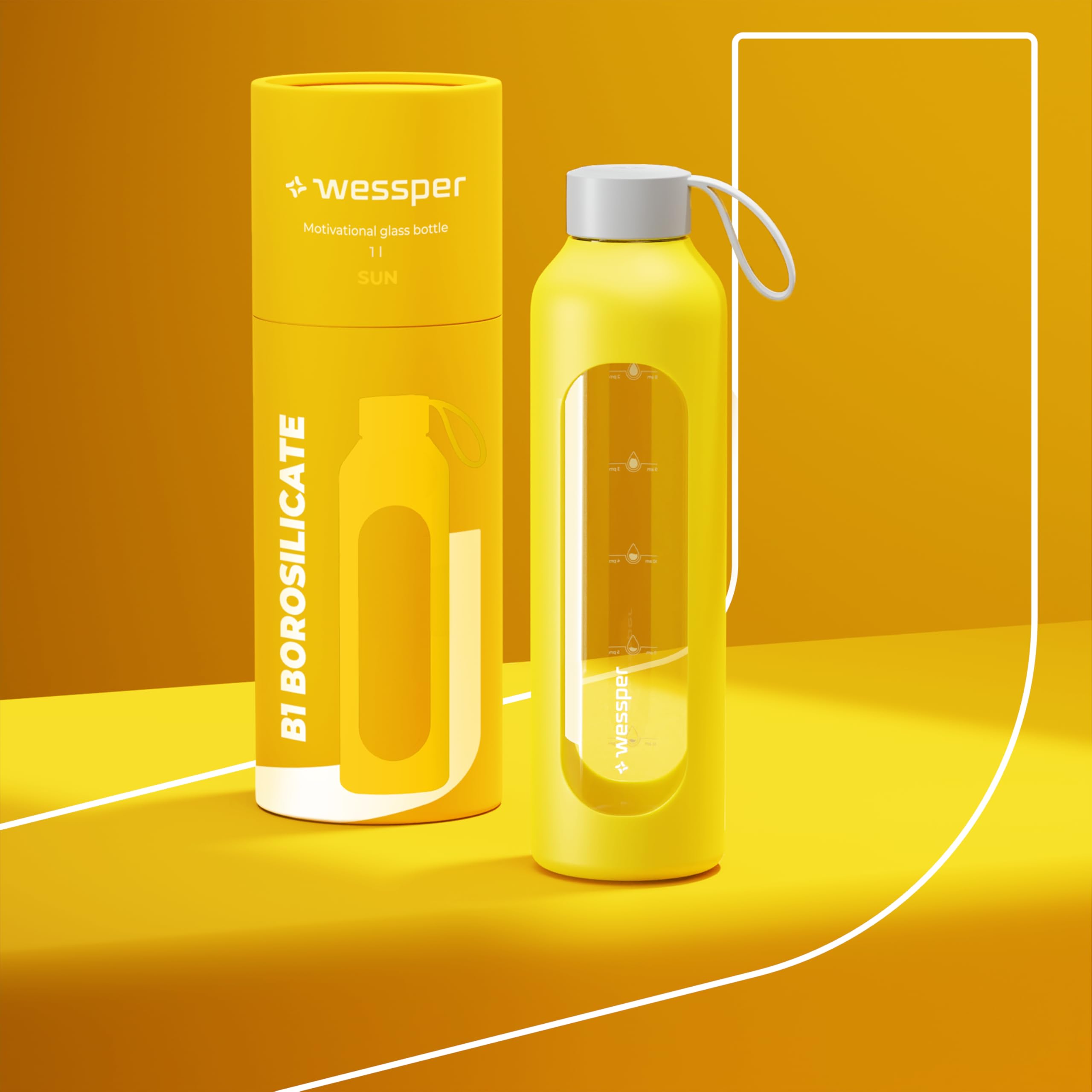 Motivatie waterfles met tijdmarkeringen 1 liter | Grote waterfles | Lock&Lock