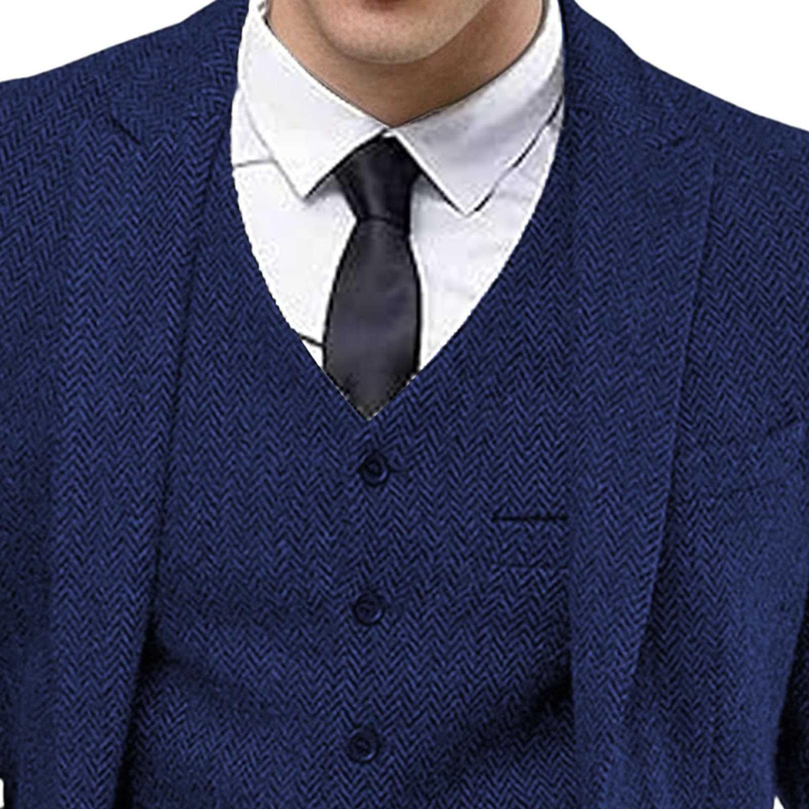 Costume de mariage 3 pièces en tweed à chevrons pour homme
