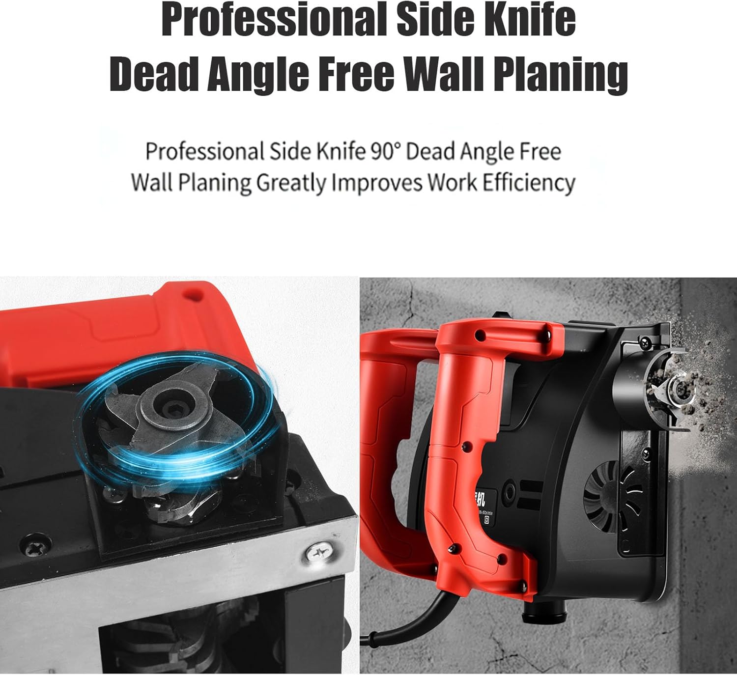 Electric Wall Planer - 160mm Wide, 1-4mm Depth, 90° No-Dead-Angle Side Blade, Handheld Power Scraper for Concrete, Paint, Putty & Wallpaper Removal
