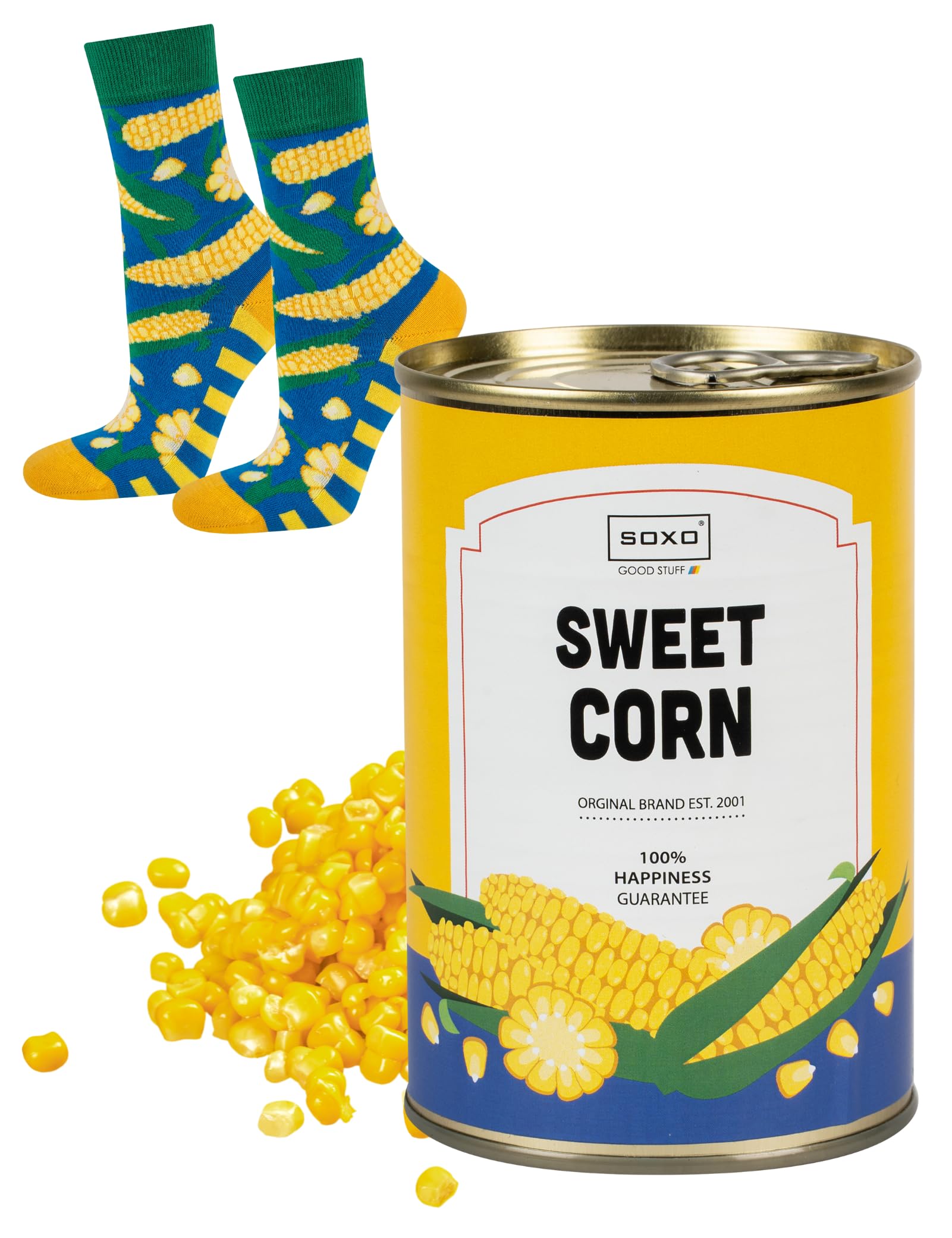 Soxo Unisex Corn Canned Socks Women Funny Ladies Gift Ideas Long Womens Cotton Sock Women's Funky Gifts 2.5-6.5