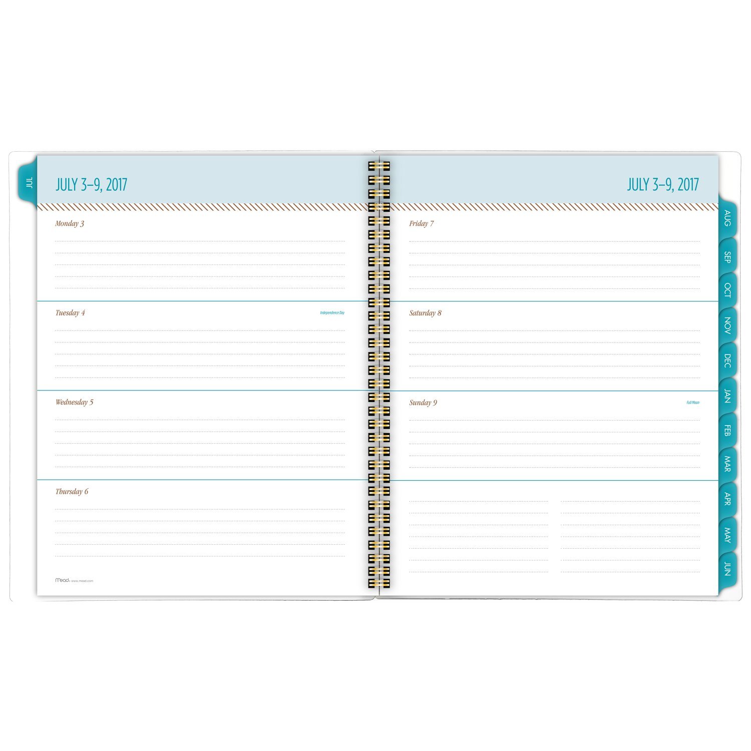 Mead Academic Weekly/Monthly Planner, July 2017 - June 2018, 8-1/2" x 11", Gold & Bold, Design Will Vary (CAW50825)
