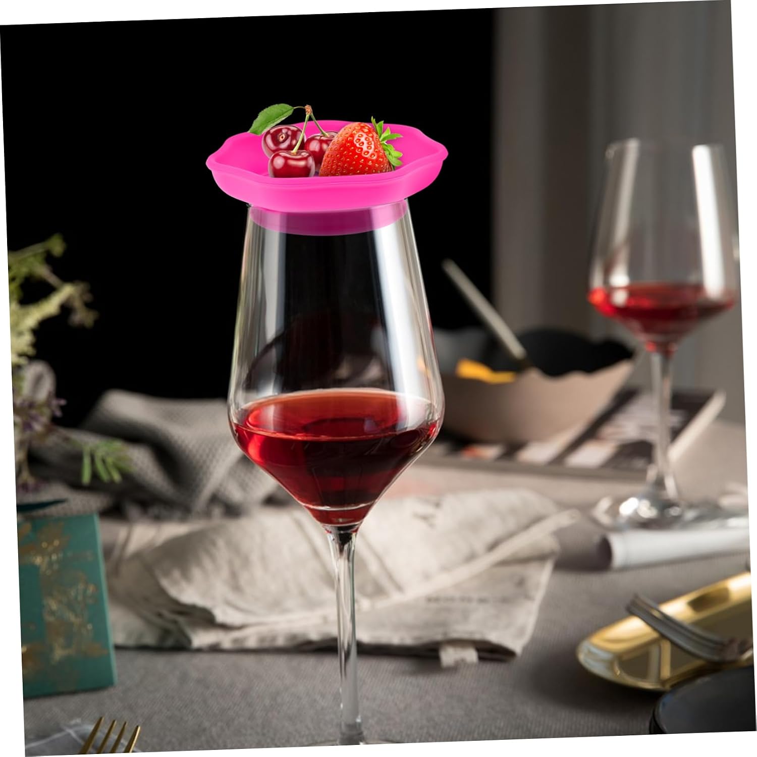 STOBAZA Silicone Wine Glass Charcuterie Topper with Integrated Snack Tray Reusable Drink Cover for Protection Elegant and Design for Entertaining and Social Gatherings
