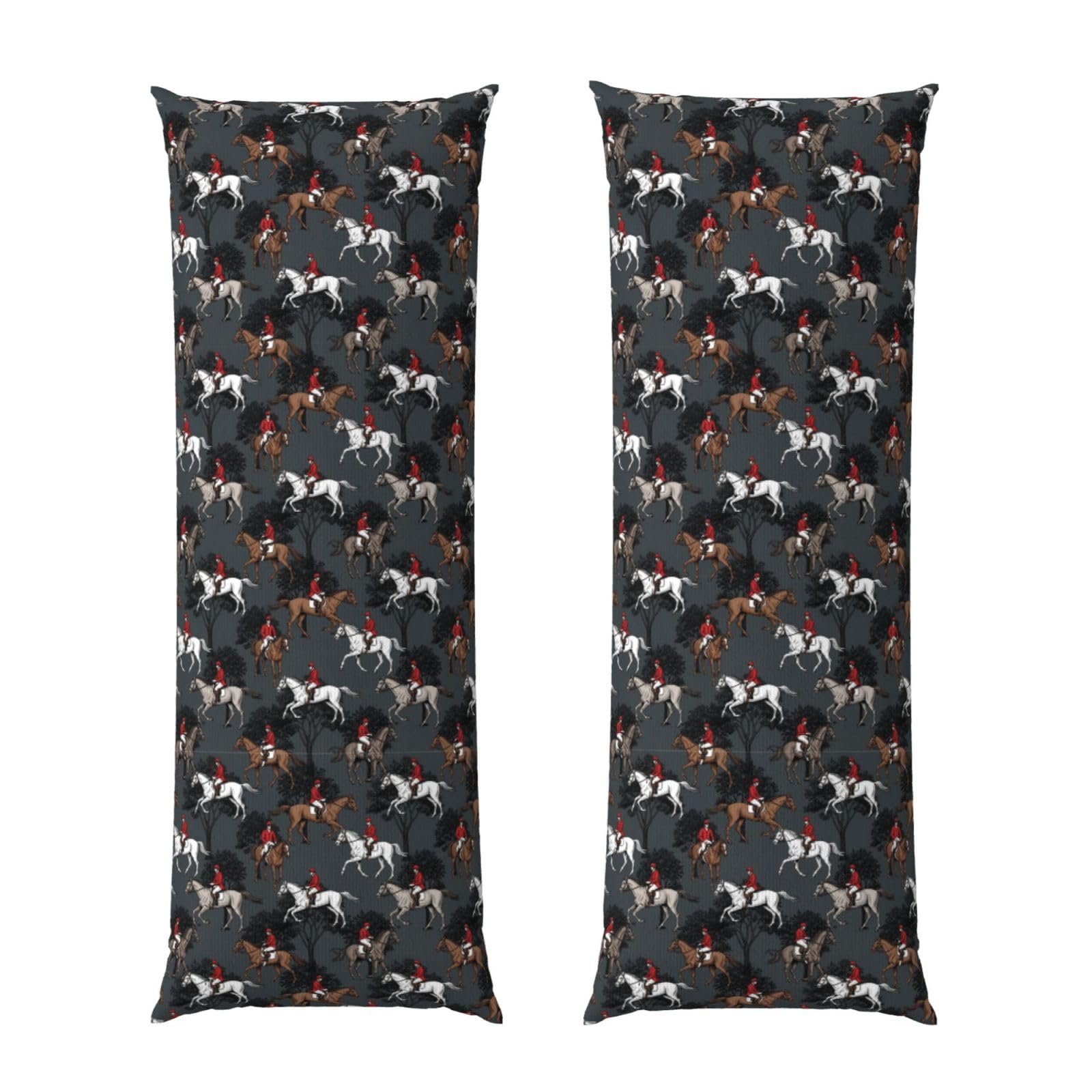 Body Pillow Case 20x54, Vintage Running Horses Trees, Zippered Soft Pillow Cover, Plush Flannel Fabric, Comfortable Cushion Protector for Bedroom Living Room Couch