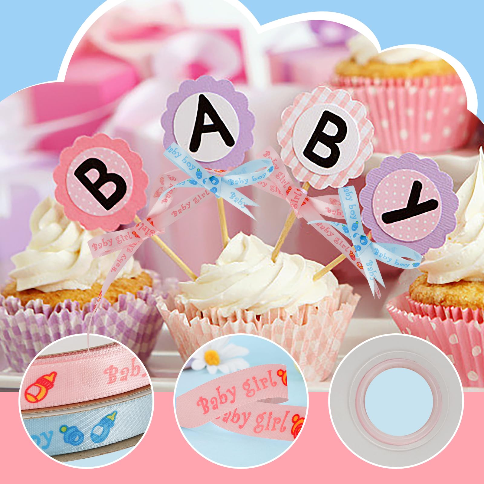 Ruban De Fête Bébé "C'est Un Garçon/fille" - Satin Rose Ou Bleu 10 Mètres, Parfait Pour Décorations Baby Shower Et Anniversaire