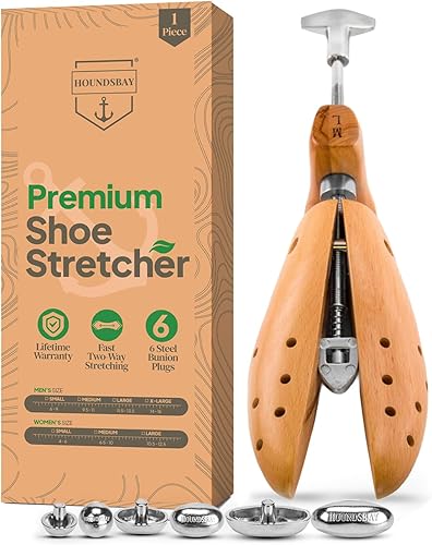 HOUNDSBAY Bulldog - Camillador de zapatos de madera profesional de 2 vías para hombres ampliador de zapatos y estirador para hombres con pies anchos