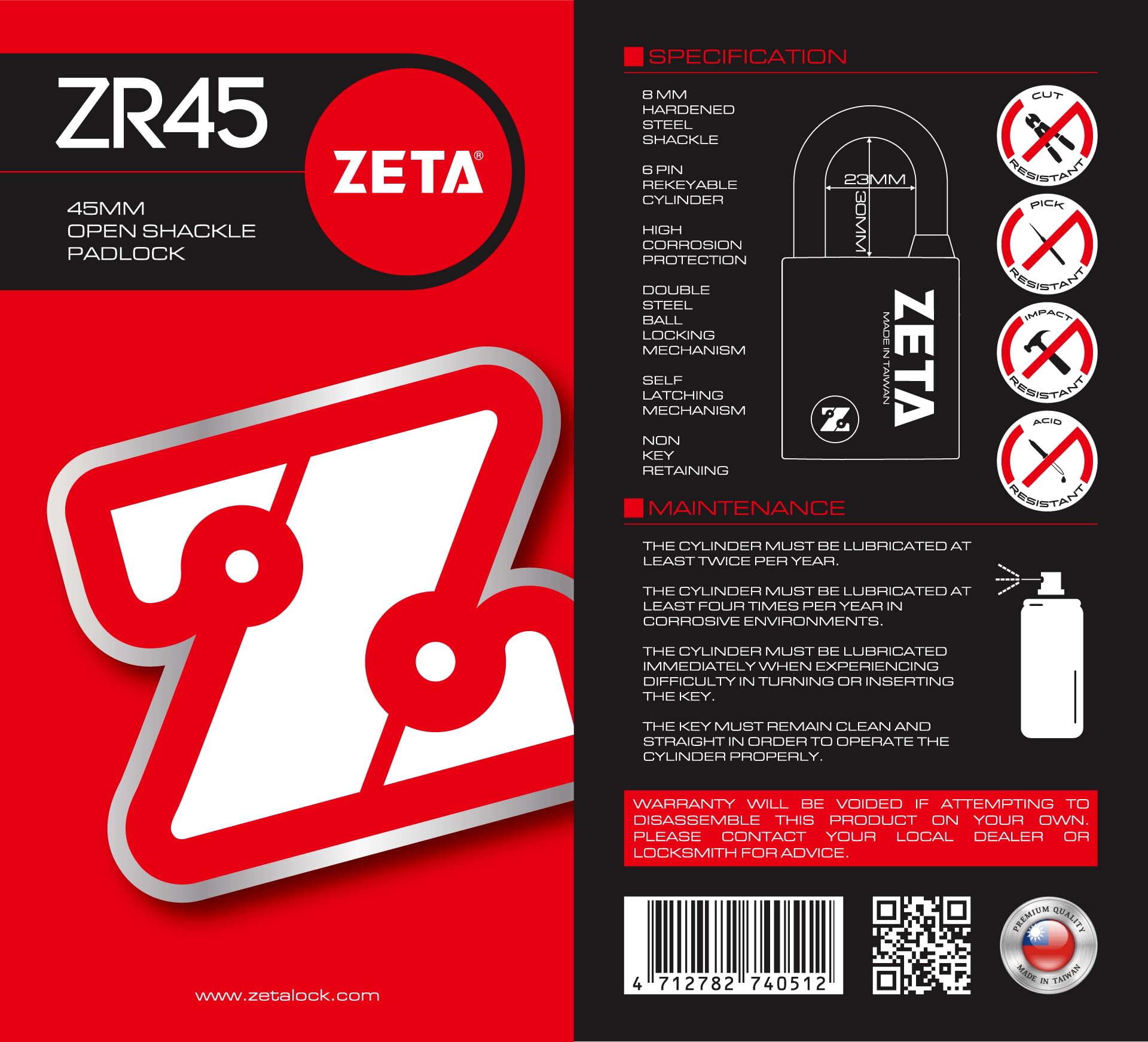 ZETA ZR45 High Security 6-Pin Dimple Slider with Sidebar Cut Pick