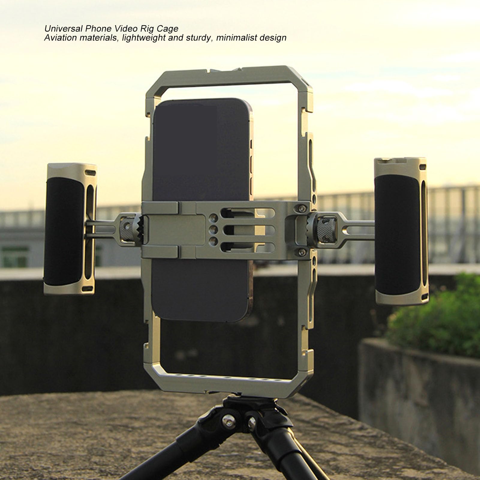 Garsent Gabbia Video per Telefono, Kit Video per Smartphone con Doppia Impugnatura in Silicone, Custodia Cinematografica per Telefono con Espansione Multiinterfaccia per Videomaker,