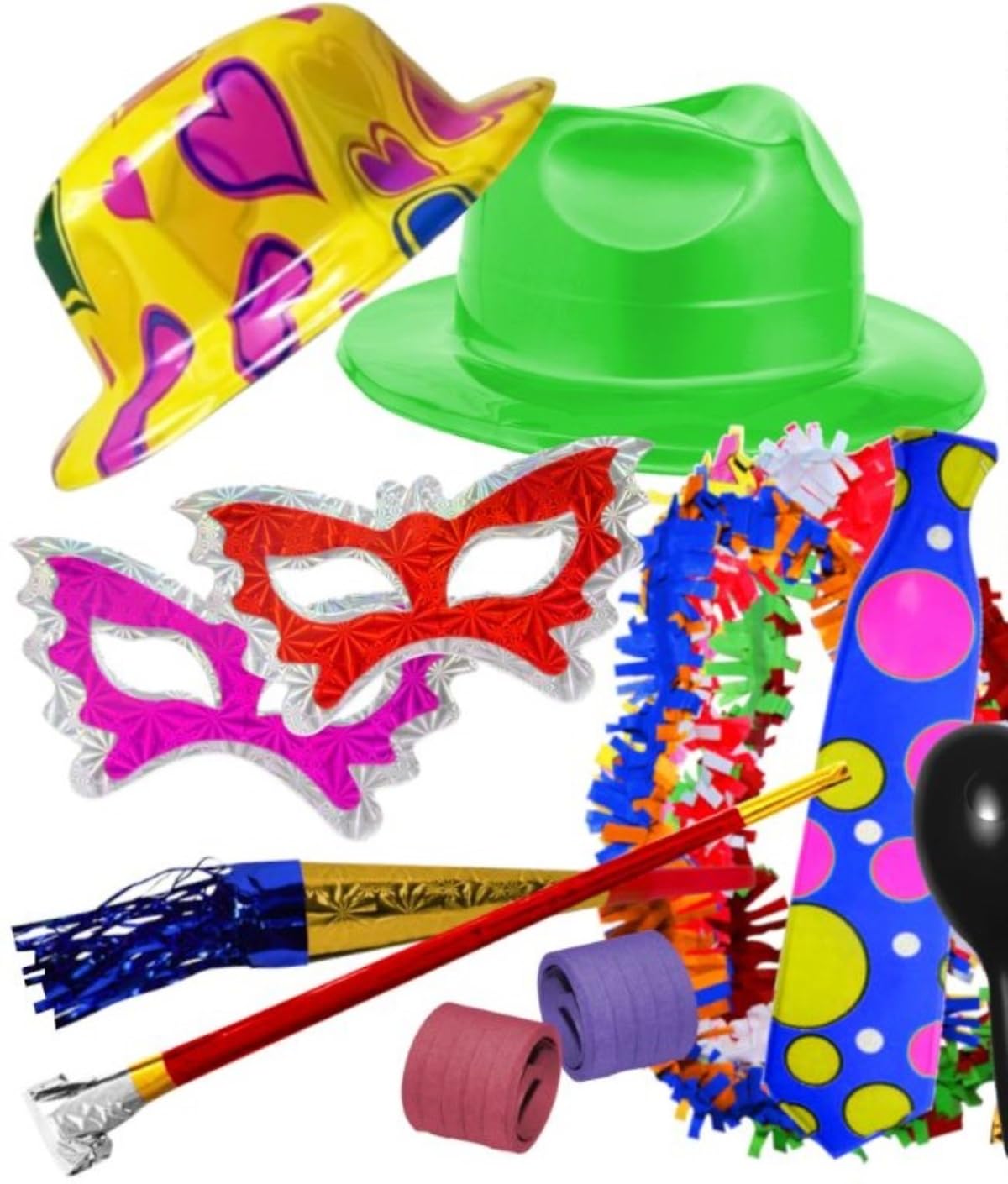 Lote de 6 Bolsas de Cotillones Decorativos "Sombrero y Corbata". Cotillón para Fiestas y Eventos. Decoración Original para Bodas, Comuniones, Cumpleaños y Fin de Año (Nochevieja). DC