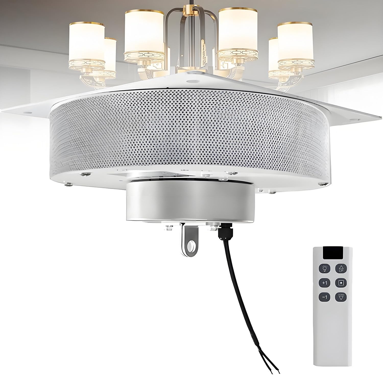 JozyJul 88 Lbs/154 Lbs Chandelier Lifter, Motorized Villas Heavy Duty Pendant Lamps Lifter Electric Chandelier Hoist Lift System with Remote Control, Suitable for hotels, living rooms 88LBS