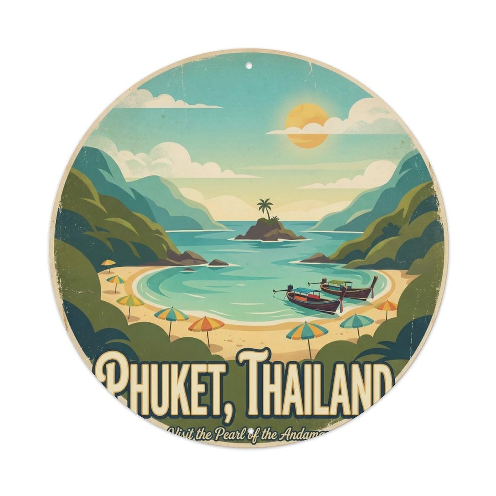 Phuket Ya Nui Beach Island Viewpoint Tropical Shore Metal Tin Sign