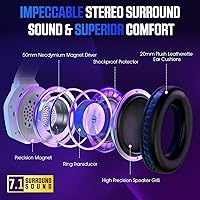 Vista 4 de Auriculares para juegos para PS5, PS4, Xbox Series X S, Xbox One, PC, Switch, Mac - Auriculares RGB sobre la oreja con sonido envolvente 7.1
