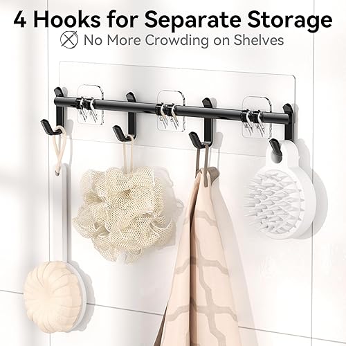 Miniatura 5 de YASONIC Organizador de ducha, estantes de ducha 100% inoxidables para ducha interior, organizadores y almacenamiento de baño, paquete de 6 estantes