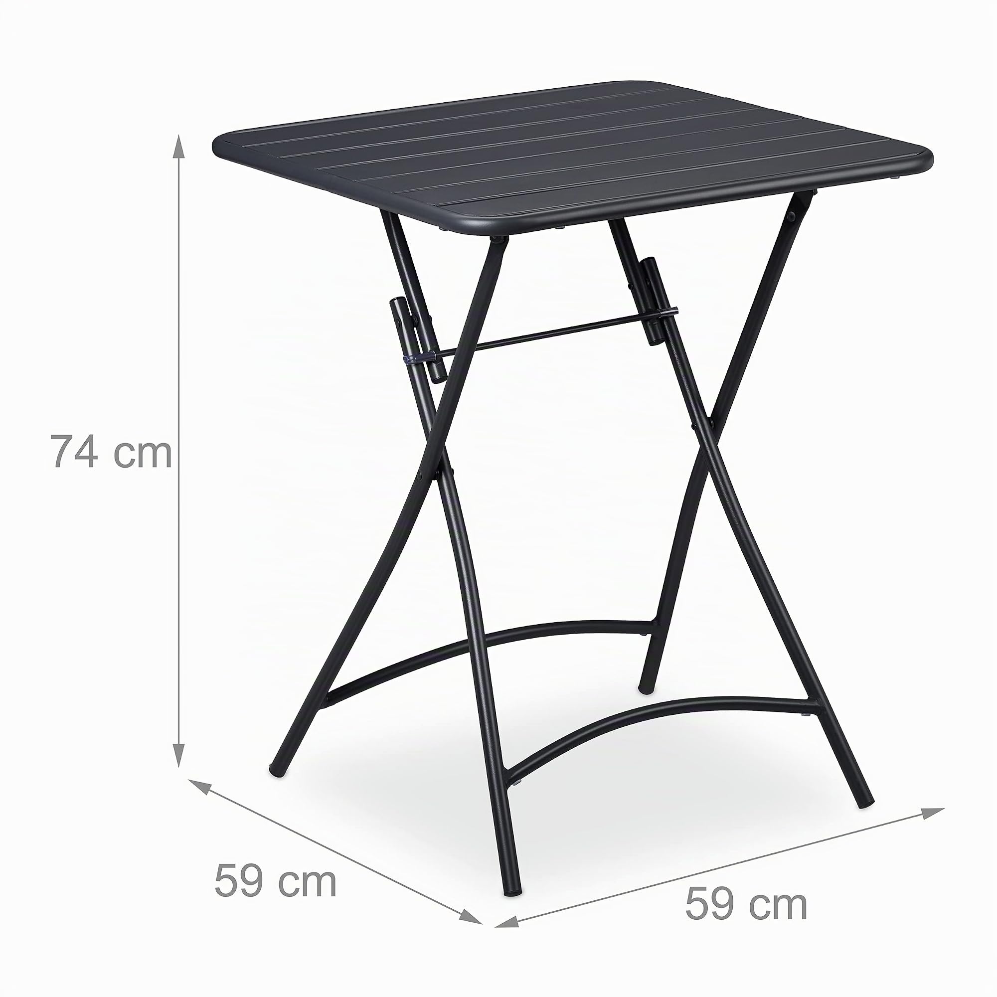 Relaxdays Balkontisch klappbar, Gartentisch quadratisch, HxBxT: 74 x 59 x 59 cm, wetterfest, Klapptisch Stahl, anthrazit