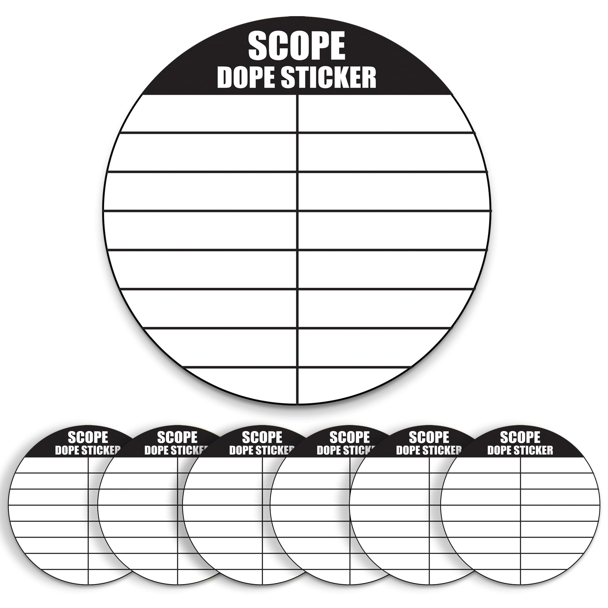 12 Pack Writable Scope DOPE Sticker for Long-Range Shooting- Scope Sticker Can Be Used with Range Card and Dope Cards for Shooting -1.5 Inch Diameter- Fits Most Scope Caps - Made in The USA