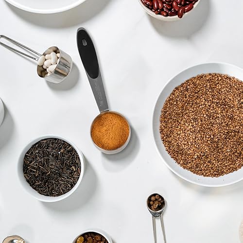 Miniatura 2 de Taza medidora de 18 (2 cucharadas1.0 fl oz30 cc1 onza), cucharas medidoras de acero inoxidable, cuchara medidora pequeña de taza medidora, cuchara