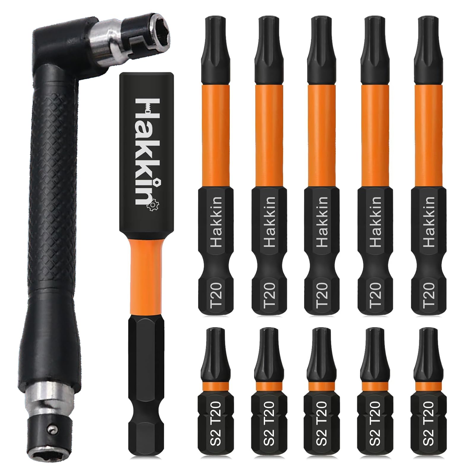 Torx Bits Set Lang Hakkin 13 Stück 60 Mm Hex Bitsatz Für Akkuschrauber Kreuzschraubendreher Schraubendreher Bits 1/4" S2 Pozidriv Phillips Schraubenzieher Mit Bithalter T10 T20 T25 PH2 PZ2 H3 H4 H5