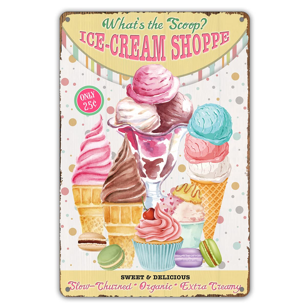 Sitrmgh Signage Style 1448 Funny Ice Cream Metal Tin Sign Wall Decor Sweet And Delicious Retro Sign For Home Decor Gifts 8X12 Inch