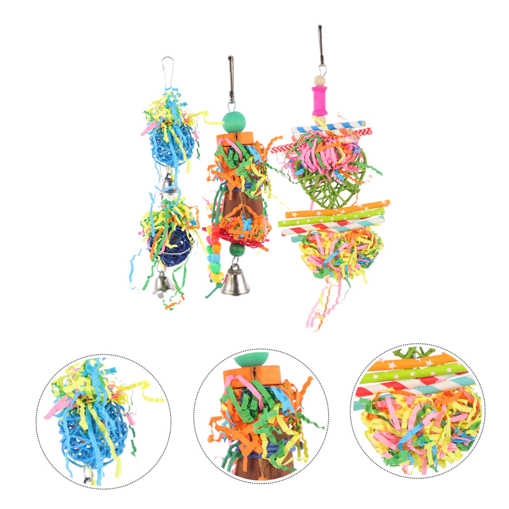 POPETPOP 20pièces Jouet à Mâcher Suspendu pour Oiseaux Accessoire Amusant pour Perroquets Et Oiseaux De Couleurs Aléatoires Sécurisé Et Résistant Morsure