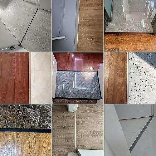 Tira de transición de umbrales de moldura en T de 0.551 in de ancho, borde de umbral de puerta de metal, tira de unión para revestimiento de hueco,