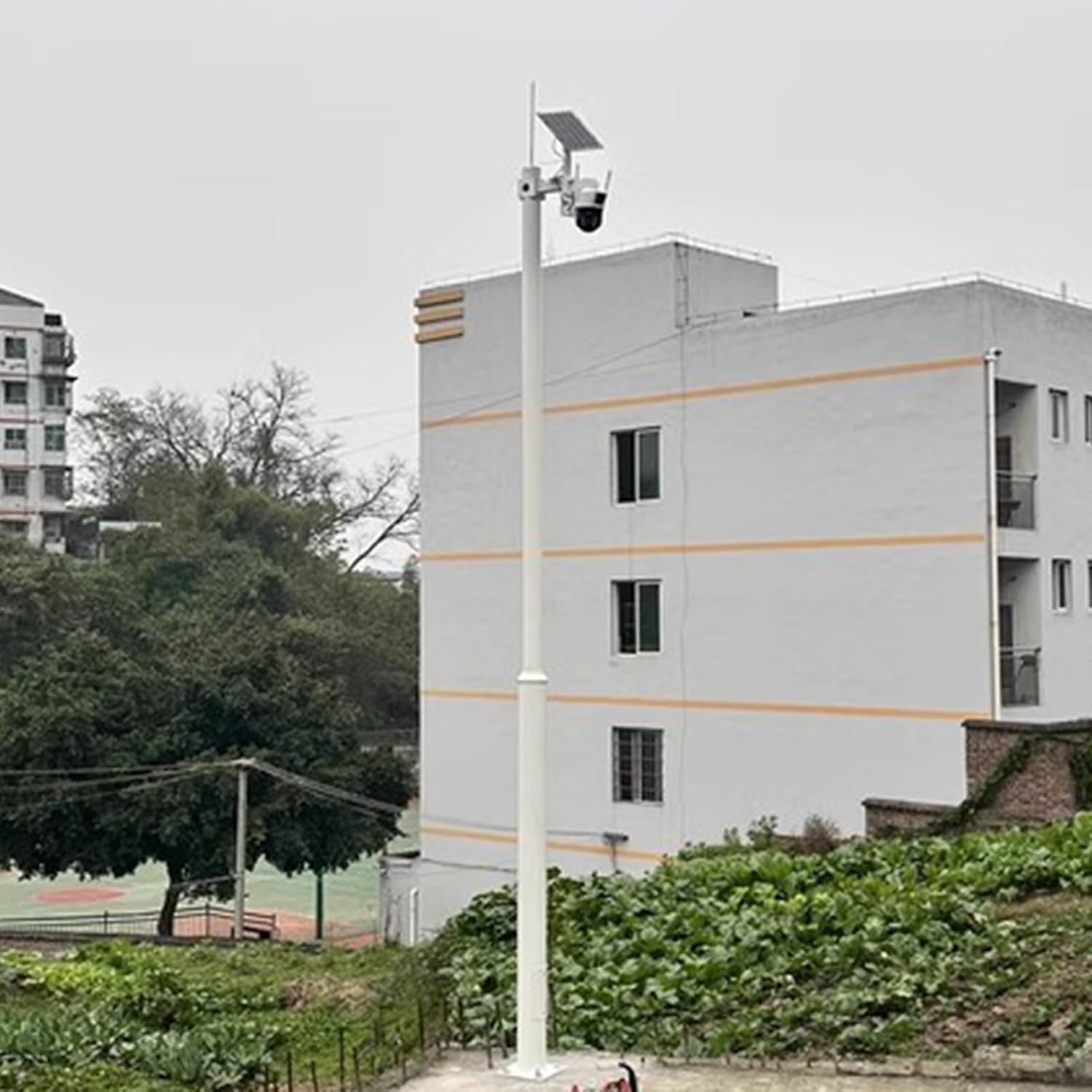 6.6ft Solar Panel & Camera Mounting Bracket - Durable Outdoor Security Camera Stand, Easy Installation, Stable Pole for Surveillance, Weather-Resistant, Adjustable Height