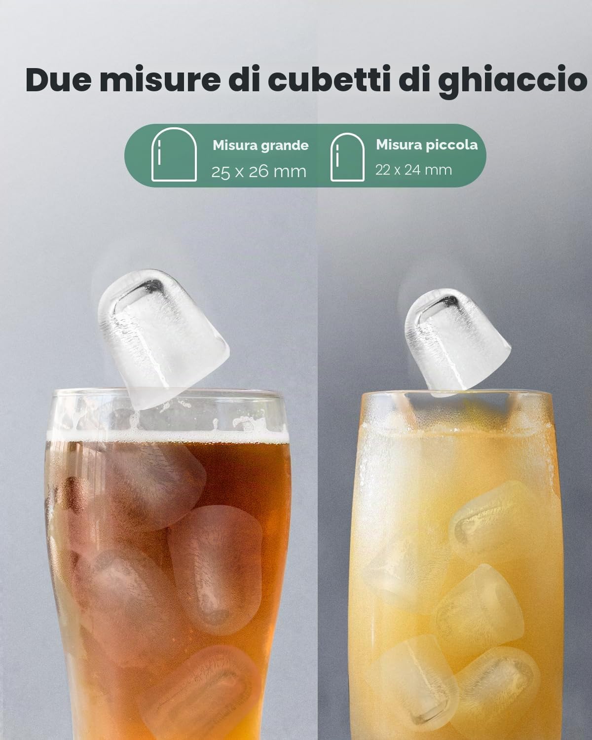 Silonn Macchina per cubetti di ghiaccio, piccola macchina per cubetti di ghiaccio con maniglia, 9 cubetti di ghiaccio in soli 6 min., 12 kg di ghiaccio in 24 ore, autopulente compatto con 2 dimensioni