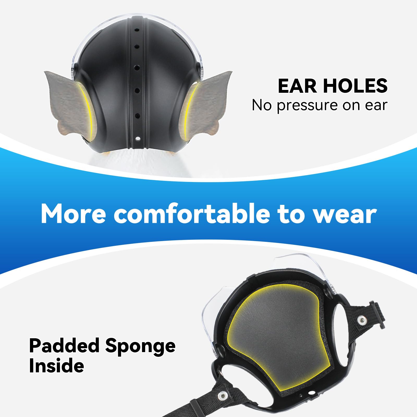 LESYPET Dog Helmet Small Breed, Dog Motorcycle Helmet Drop-Down Clear Visor for Outdoor Motorcycling Windproof Pet Hat with Ear Hole