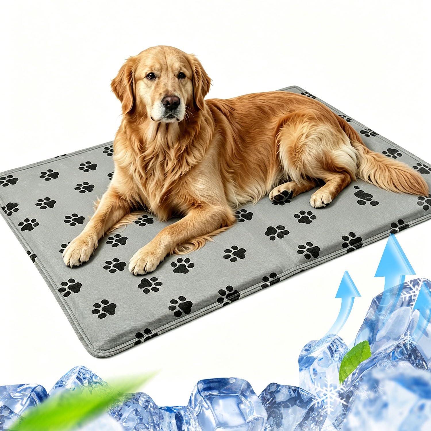 Manta Refrescante para Perros Lnyección De Agua 60 * 90cm,Cama Refrescante Perro con Gel No Tóxico,Resistente Los Arañazos,Perros Grandes,Medianos y Pequeños Verano y Viajes-Gris