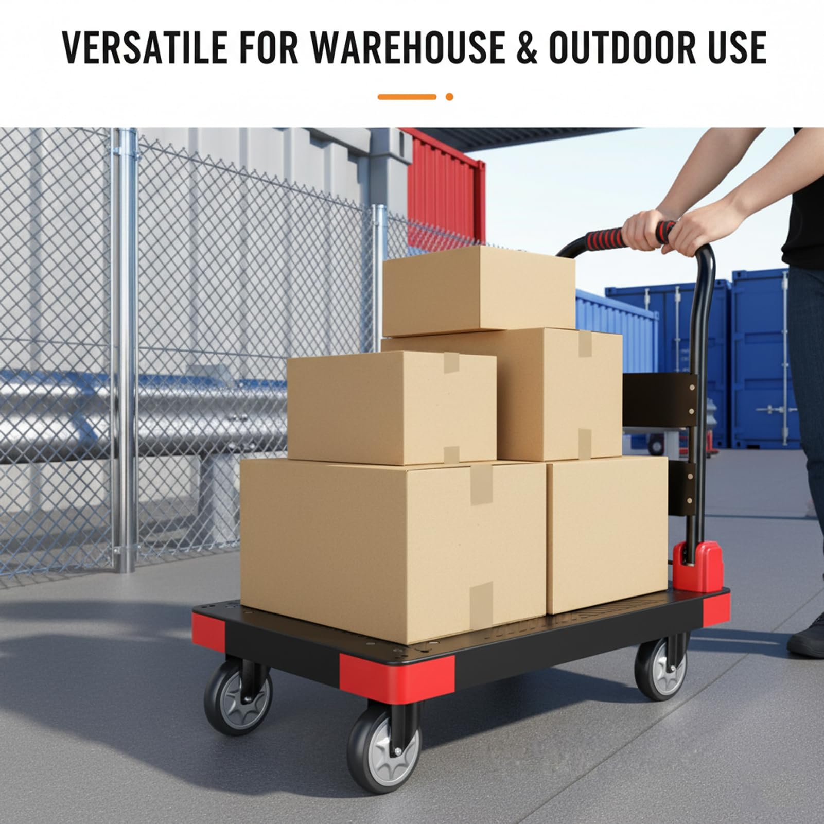 Chariot Portable Robuste à Quatre Roues - Un Chariot Pliable pour Un Rangement et Un Transport faciles à la Maison ou au Bureau, Chariot à Plateforme de 60 x 40 cm.
