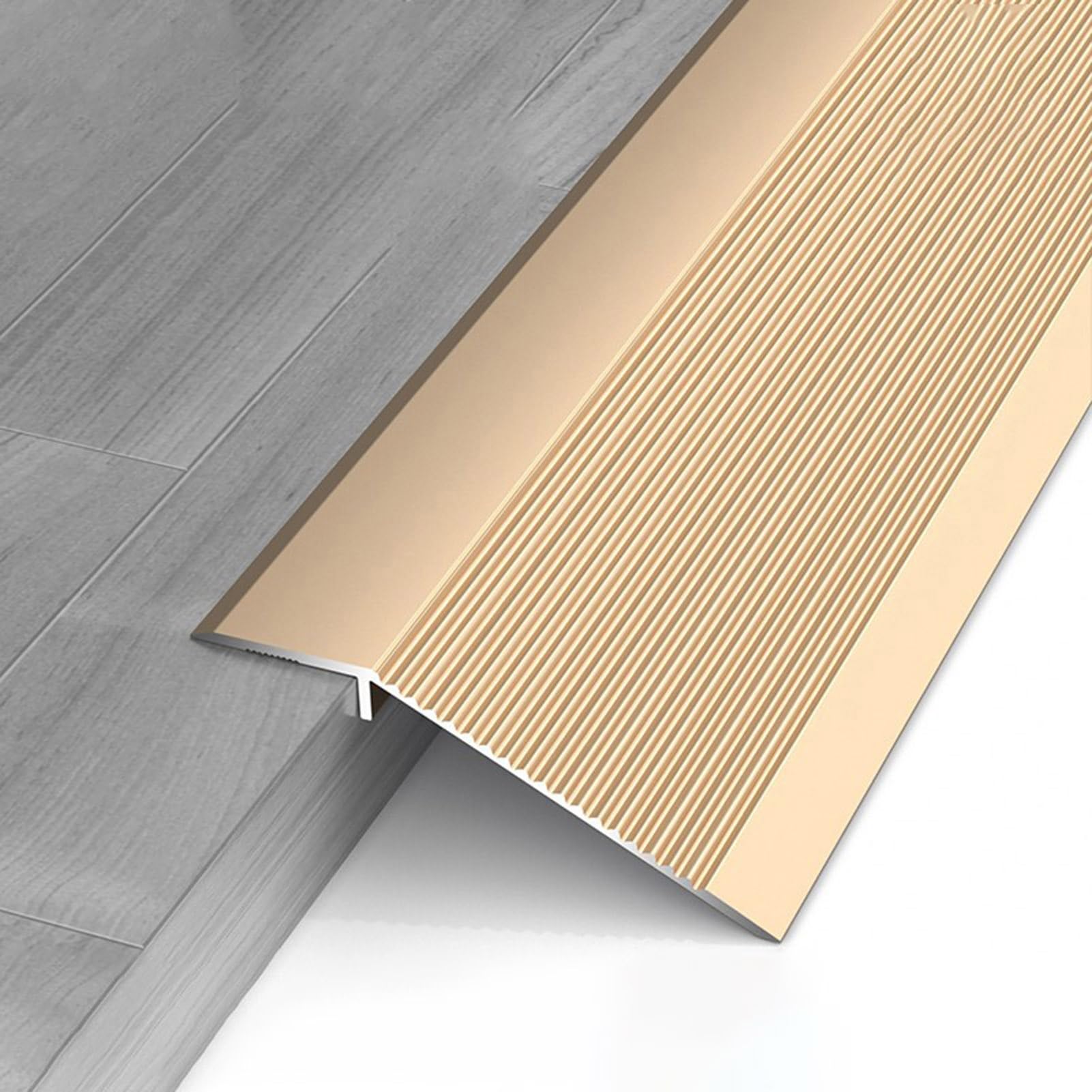 CMYUN Barre de Seuil Bande de Transition Antidérapante en Aluminium de 10cm, Bande de Jonction Moquette-carrelage pour Sols Irréguliers, Réducteur de Seuil de Grande Taille/Garniture de Seuil(Gold)