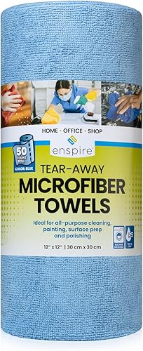 Enspire 50 toallas de microfibra prémium en un rollo 12 x 12 pulgadas, azul (905006) (1 rollo, 50 toallas) Enspire 50 toallas de microfibra prémium en un rollo 12 x 12 pulgadas, azul (905006) (1 rollo, 50 toallas)