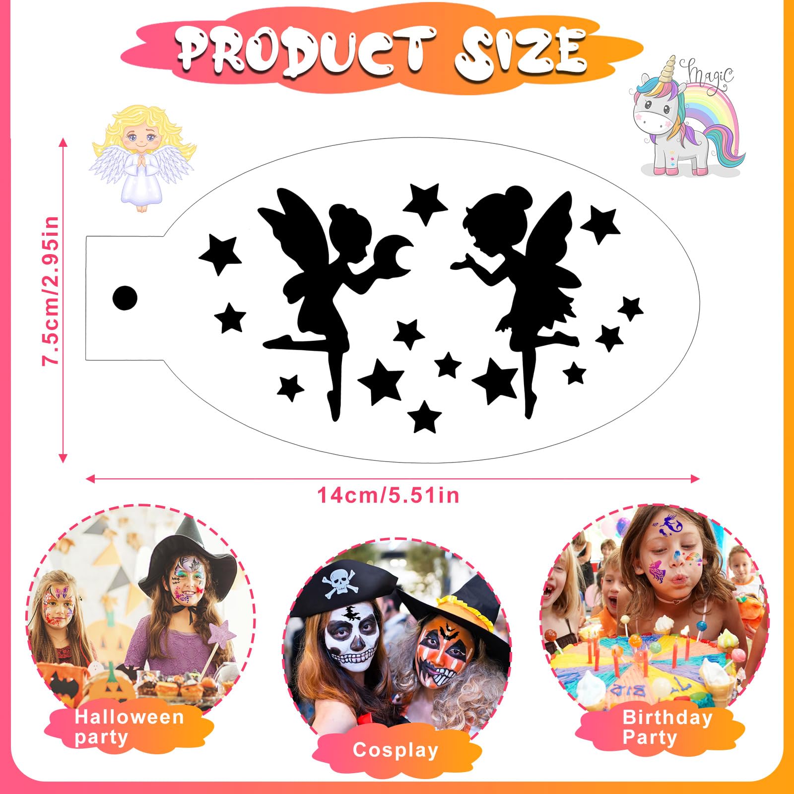 42-Piece Face Painting Stencils Kit - Reusable Stencils For Halloween, Parties & Makeup Art
