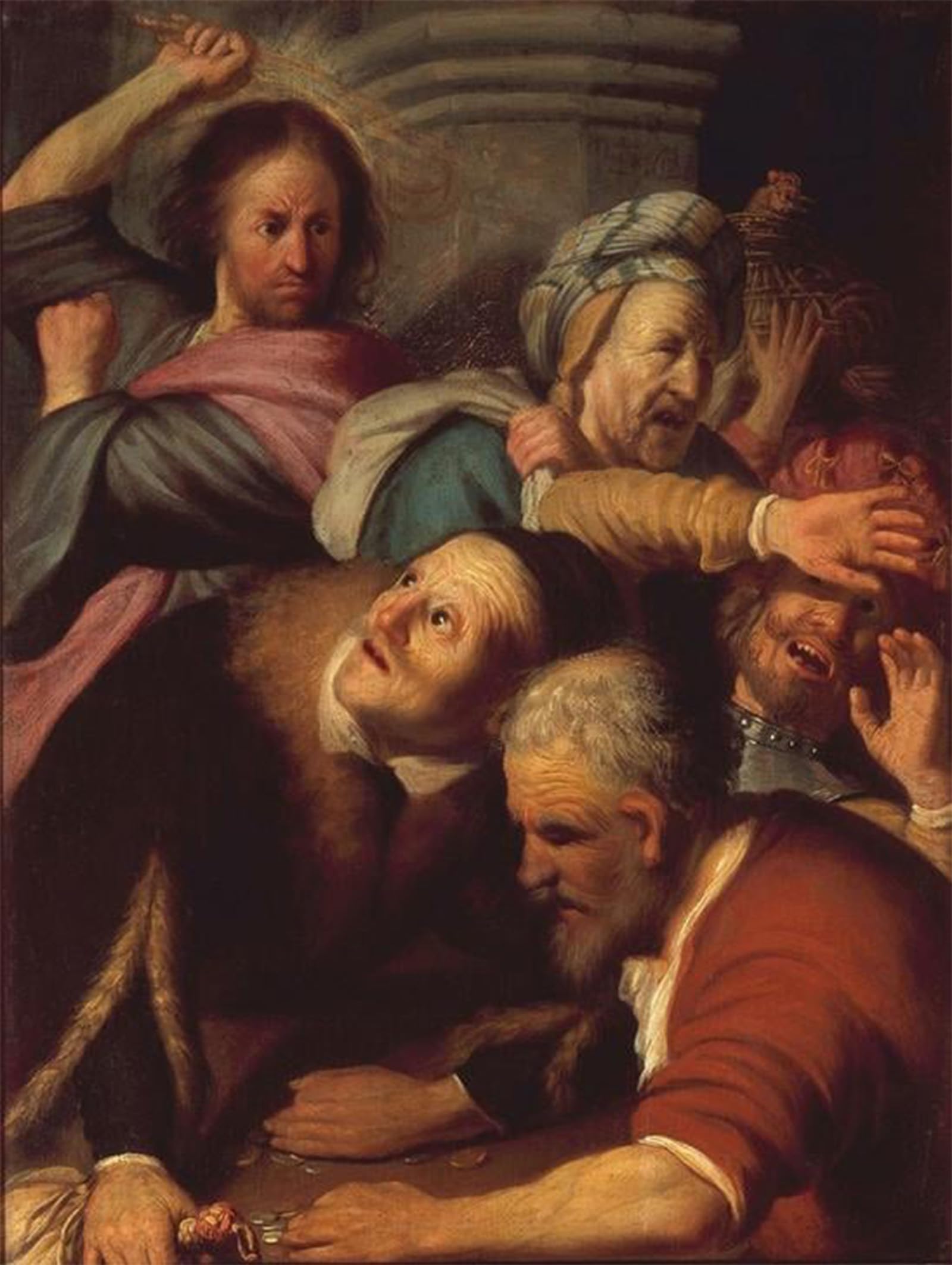 SERENDIPITP Vintage Picture Print on Canvas Wall Art Poster Jesus drives the changers out of the temple by Rembrandt van Rijn Artwork Print Poster for Wall Decor 60x90cm