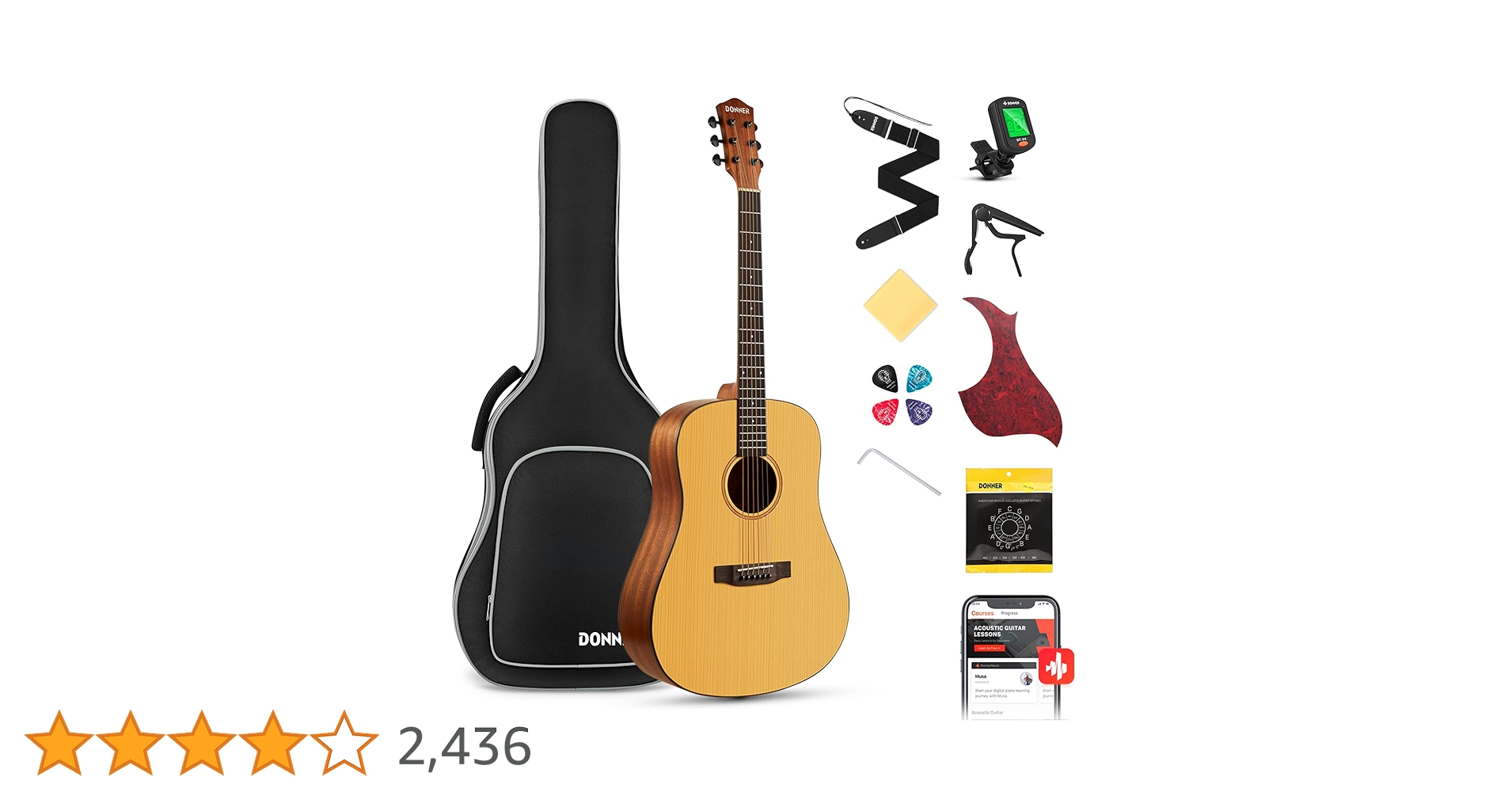 DONNER アコースティックギター DAG-1B ギターケース付き Amazon.com: Donner Black Acoustic Guitar for Beginners, Adult
