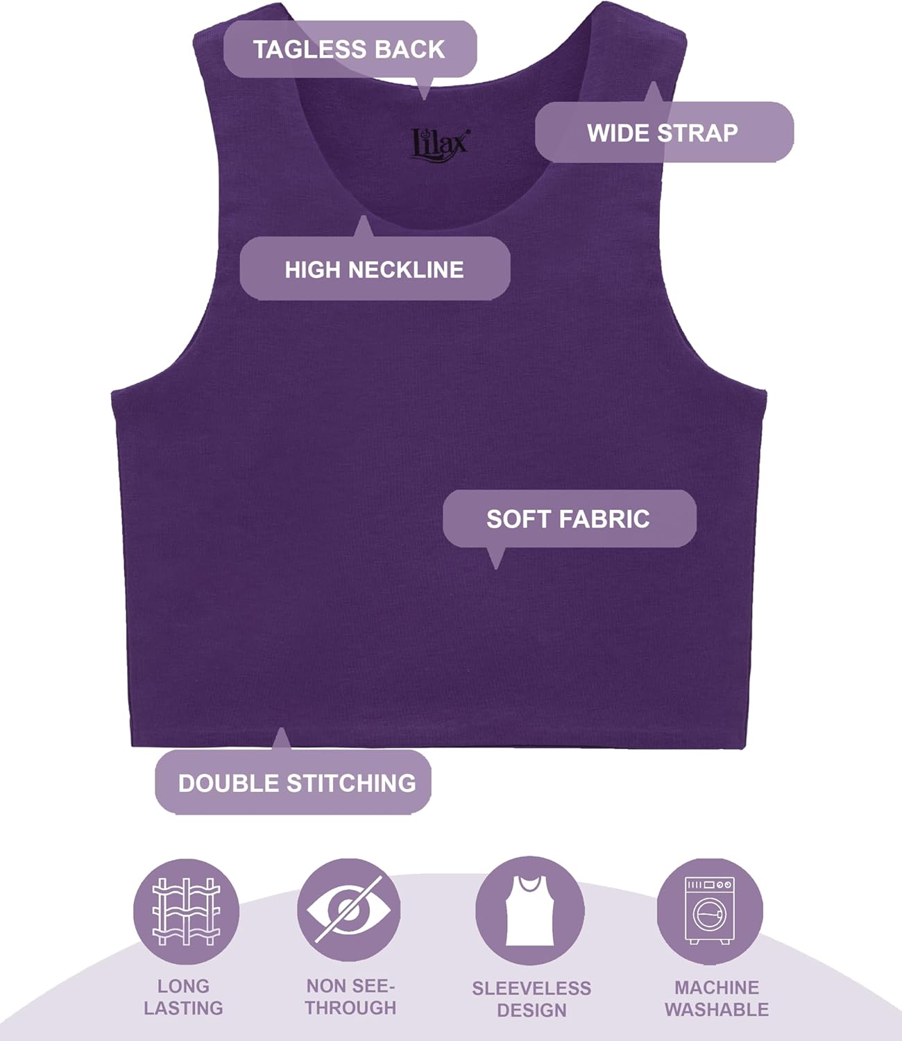 Lilax Girls' Double Lined Sleeveless Basic Crop Tank Top - Image 2