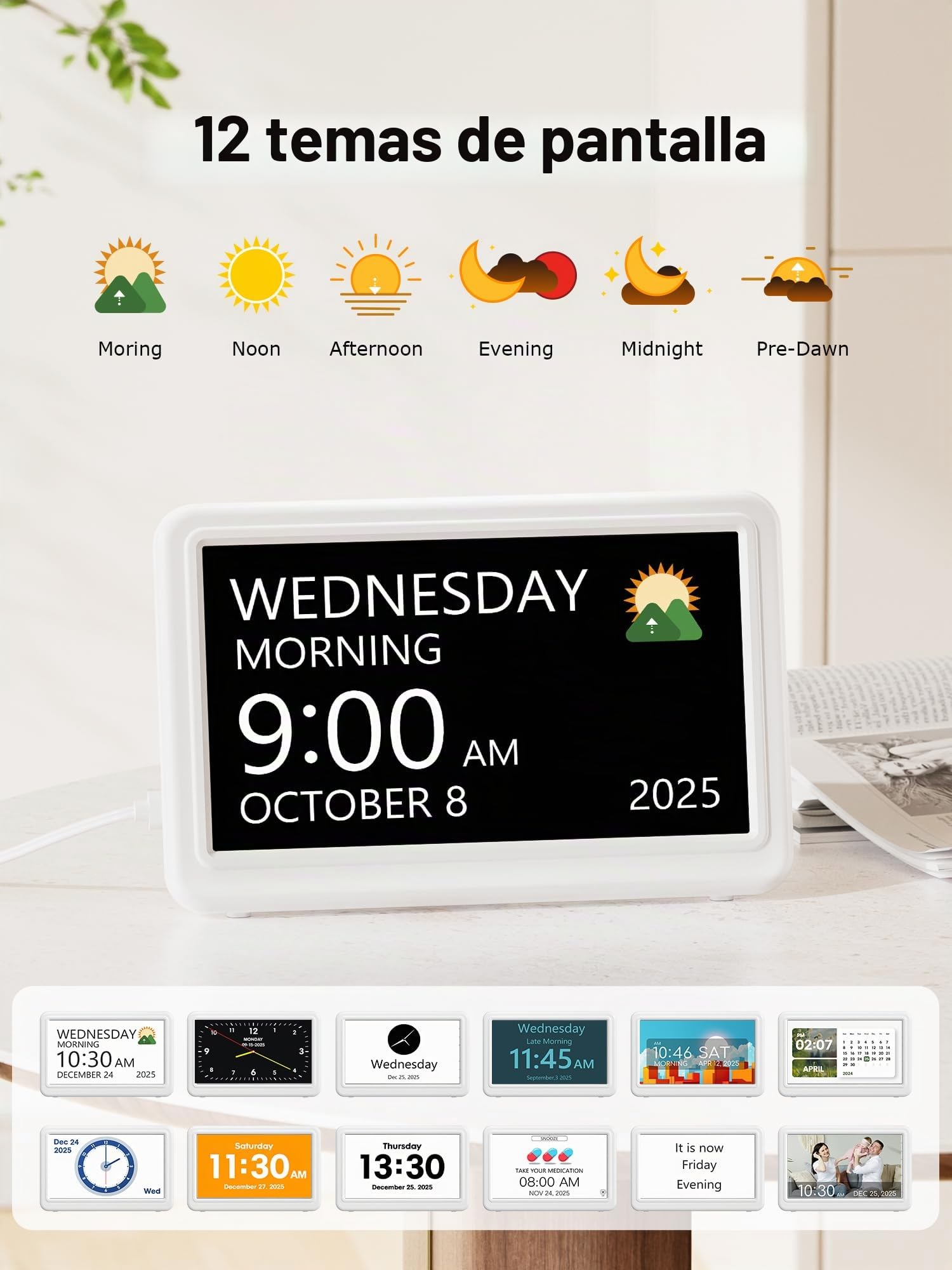 Mesqool Reloj Digital para Personas Mayores con Fecha y Día, Pantalla Grande de 18 cm, Despertador con Calendario, 20 Alarmas y 20 Recordatorios, Fácil de Leer