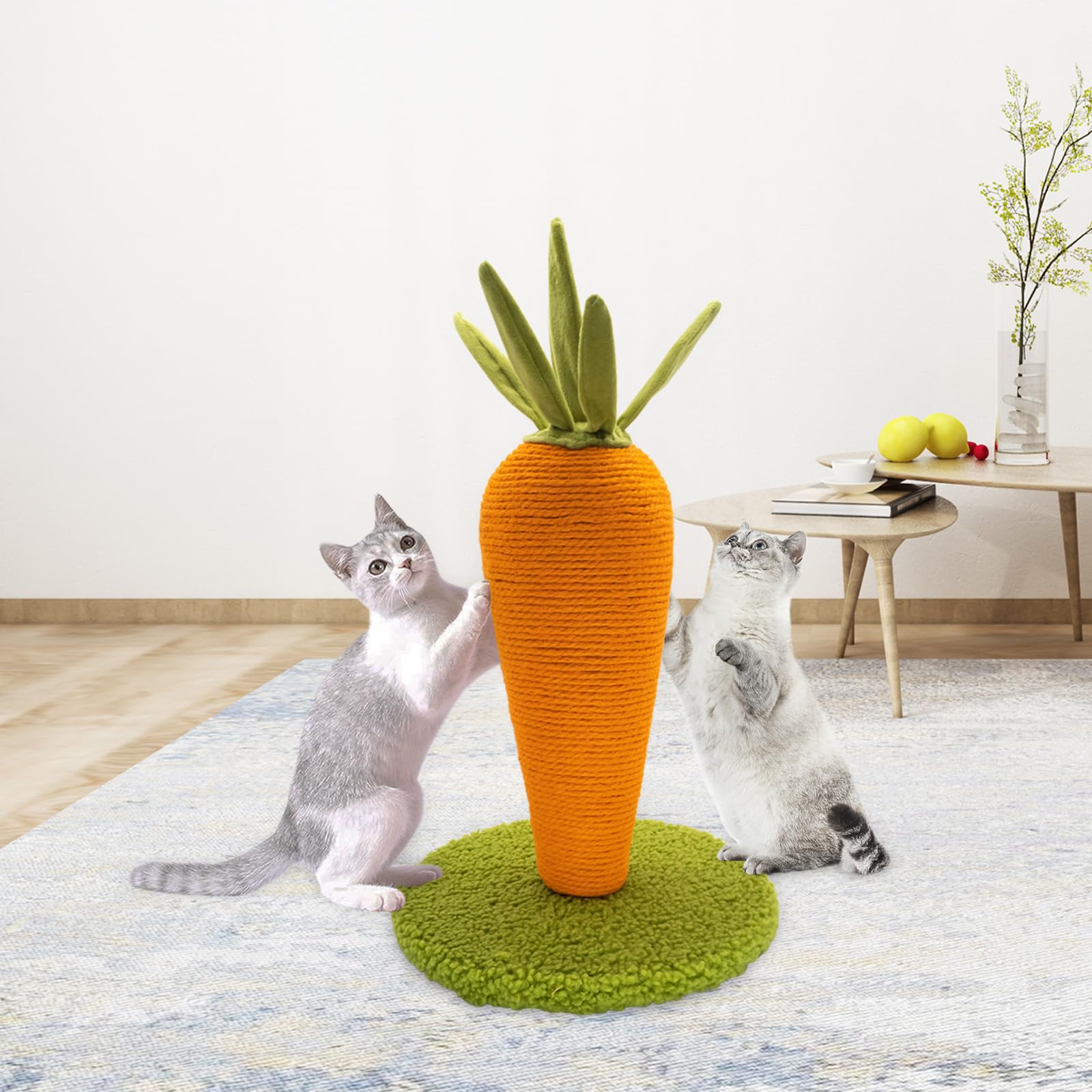 AUSCAT Arbre à Chat Carotte, 42 cm, Carotte Mignonne, griffoir, en sisal Naturel, intérieur pour Chatons