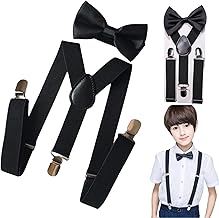IATAHI Bretelles pour Enfants,Ensemble de Nœud Papillon et de Sangle,Nœud Papillon Ensembles Bretelles Ajustables en Y,pour Garçons et Filles